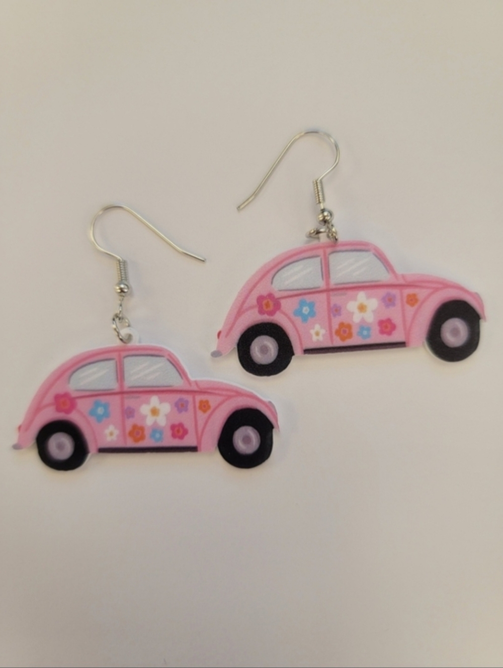 Pink Floral Car Earrings